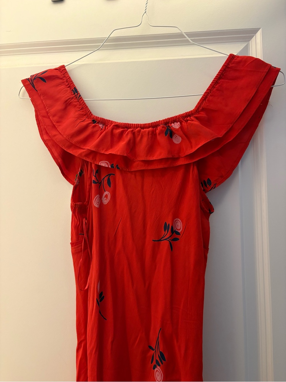 Free People Flock Together Midi Dress Red Lace Hem Size Small NWT - Picture 11 of 15